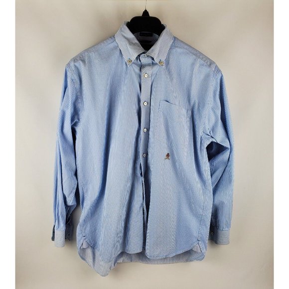 Tommy Hilfiger Other - Tommy Hilfiger Mens Y2K Shirt Long Sleeve Button Up Striped White Blue Size L